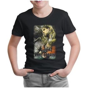 Resim Kurt Cobain Siyah Çocuk Tshirt 