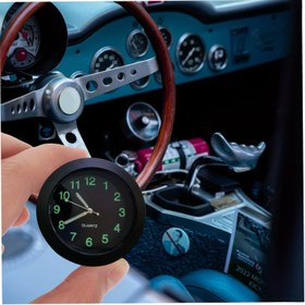 Resim Siyah ve Gümüş Renkli, Gösterge Ekranlı Yuvarlak Elektronik Gösterge Saati, Tüm Araç Tipleri İçin Uygun, Düğme Pil ile Çalışan, Yapısal Olmayan Kurulum 