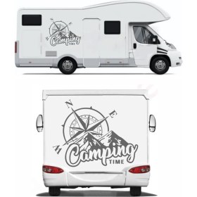 Resim Sticker Usta Camping Time Pusula Offroad 4x4 Kamp Avcı Araba Oto Karavan Sticker 02166 