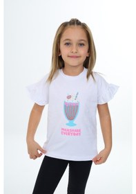 Resim Toontoy Kids Toontoy Kız Çocuk Mılkshaek Everyday Baskılı Tişört Beyaz 