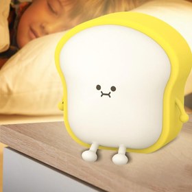 Resim Ecuy Dokunmatik Şarjlı Gece Lambası Çocuk Bebek Odası Uyku Tost Şekilli Masa Lambası Sıcak Sarı Işık 