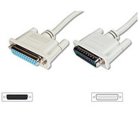 Resim AK-610201-050-E Veri Transfer Uzatma Kablosu, D-Sub 25 Erkek - D-Sub 25 Dişi, 5 metre, CU, AWG28, tek kat zırhlı, nikel kaplama, bej renk 