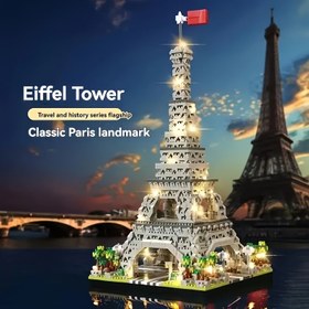 Resim 3585 adet Mikro Blok Seti Eiffel Kulesi, Karışık Renk, ABS Malzemesinden Yapılmıştır, Konsantrasyon Eğitimi için, Doğum Günü / Festival Hediyesi 