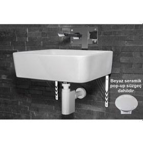 Resim Studor Trap-Vent Beyaz Havalıklı Lavabo Sifonu Beyaz Seramik Pop-up Süzgeçli Tıkanma ve Koku Önleyici 