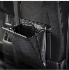 Resim Xuweiwei Foldable Car Trash Can Siyah Katlanır Manyetik Dayanıklı Deri Görünümlü Araç Çöp Kovası 