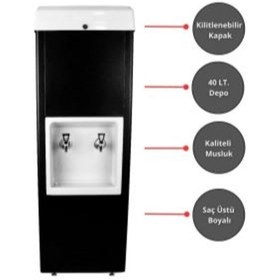 Resim Sanayi Tipi Sebil 40 Litre Soğutmalı Arıtmalı Siyah Endüstriyel 