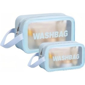 Resim Cordial Blue 2'li Büyük Kapasiteli Tek Katmanlı Yıkama Çantası, Seyahat Ve Spor İçin 