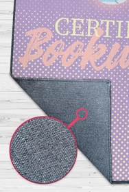 Resim Sertifikalı Kitap Kurdu Mor Renkli Kitap Sever Halısı Okuma Sever Çalışma Odası Halısı - 160x240 