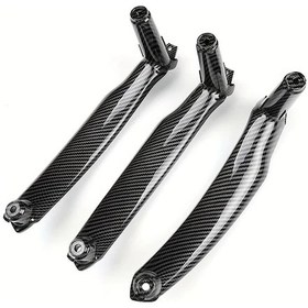 Resim Dashanshop Bmw X5 X6 E70 E71 Sağ Direksiyon Sağ Kapı İç Kolu 3 Parça Bej Karbon Fiber 