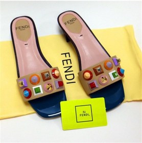 Resim Taş Detaylı Kadın Terlik Fendi 8r6507-86 Koyu Turkuaz 