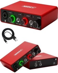 Resim Midex GLX-700RD Üst Segment Usb Stüdyo Ses Kartı 2 Giriş 2 Çıkış 24bit/192kHz 