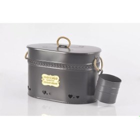 Resim Büyük Boy 2 Bölmeli Lüx Metal Patates-Soğan-Sarımsak Kovası Antr 