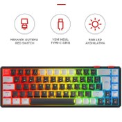 Resim Rampage YORU Mini Siyah\u002FGri Type-C Bağlantılı OUTEMU Red Swich Q Mekanik Gaming Oyuncu Klavye RGB 