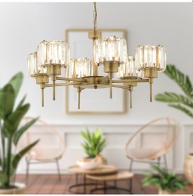 Resim Sadem 6'Lı Eskitme Kristalli Taşlı Modern Tasarım Salon-Yatak Odası Kristal Salon Avize 