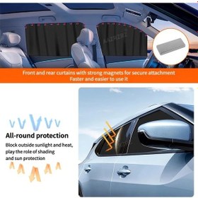 Resim Xuweiwei 4 Parça Manyetik Araç Perdesi Siyah Ön Arka Uv Korumalı Güneşlik Polyester 