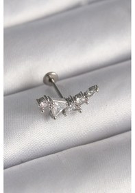 Resim 316l Çelik Gümüş Renk Zirkon Taşlı Tragus Piercing Tj-pr1337 Çok Renkli 
