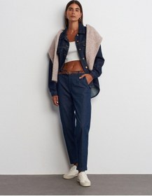 Resim Dilvin Duble Paça Kemerli Denim Pantolon Lacivert 
