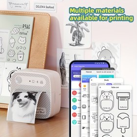 Resim DOLEWA B3 Mini Yazıcı, Kablosuz Mini Fotoğraf Yazıcısı, Günlük Defterler, Çalışma Notları, Noel, Cadılar Bayramı ve Şükran Günü Hediyeleri için Taşınabilir Mini Termal Yazıcı, Monokrom Baskı 