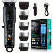 Resim 1 Adet Şık Şeffaf Gövdeli Profesyonel Erkek Tıraş Makinesi, LCD Ekranlı, Yüksek Güçlü USB Şarj Edilebilir Lityum Pil, Rehber Tarak Dahil - 10 Özel Gün İçin İdeal: Noel, Cadılar Bayramı, Paskalya, Sevgililer Günü ve Daha Fazlası 