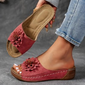 Resim 2024 Yeni Kadın Yumuşak Sandaletler, Düşük Topuklu Platform Kaydırmalı Açık Burunlu Yürüyüş Ayakkabıları, Vintage Tarz, PU Üst, Poliüretin Taban ve Taban, Elde Yıkan veya Profesyonel Kuru Temizleme, Parti İçin, Tüm Mevsimler İçin 