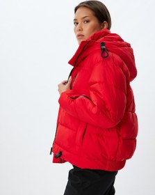 Resim Koton Kayak Montu Su İtici Kapüşonlu Entegre Toz-kar Eteği Detaylı Fermuarlı Cepli Kırmızı 5wak00212ew Kırmızı 