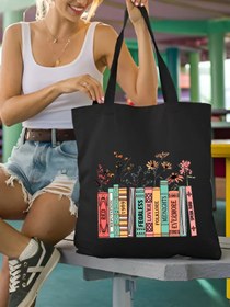 Resim Taylor Swift Book Kitap Siyah Kanvas Bez Çanta – 35x40 cm 