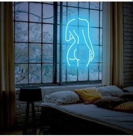 Resim Kadın Figürlü Neon Tabela Turkuaz 