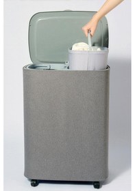 Resim Digithome Flexbasket 50 L. Çamaşır Sepeti Taşınabilir 2 Bölmeli Kirli Sepeti Yıkanabilir Kumaş Gri 