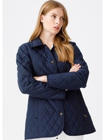 Resim Desen Triko Kadın Kapitone Araboy Ceket 02421433 Lacivert Lacivert 