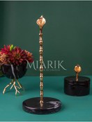 Resim MIARIK DESIGN & DEKORASYON Siyahmermer Orkide Aksesuarli Peçetelik Havluluk (gold) 
