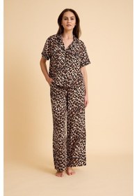 Resim Capetown Leopar Desenli Viskon, Düğmeli Pijama Takımı LEOPAR 