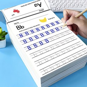 Resim Çocukların el yazısı alıştırmaları için 64 sayfadan oluşan bir çalışma kitabı: Pre K, Kindergarten ve 3-6 yaş arası çocuklar için görme kelimeleri içeren bir ilkokul öncesi yazma rehberi. Bir ABC el yazısı kitabı. 