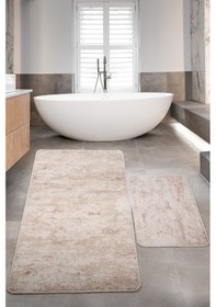 Resim Nova Krem Büyük Ebat 80x150 + 50x80 Cm 2'li Banyo Halısı Paspas S Krem 
