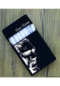 Resim Atatürk Kazıma Kişiye Özel Metal Sigara Tabakası Paketi Taşıma 