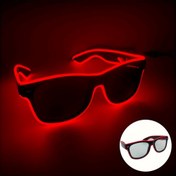 Resim 1 adet Neon Parıltılı Parti Gözlüğü - Kırmızı Simli Cadılar Bayramı & Rave Kostüm Aksesuarları, Pil ile Çalışır (AA Piller Dahil Değildir), Kostümlü Partiler için Karanlık Rave Festivali Dekoratif Gözlükler 