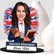 Resim Kadın İngilizce Öğretmeni Karikatürlü Biblo 