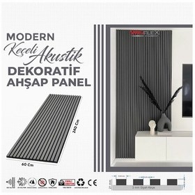 Resim Keçeli Dekoratif Akustik Ahşap Panel Antrasit Gri 60x240cm . 
