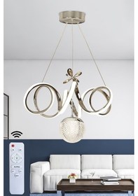 Resim Ransom Toplu Kumandalı Krom Gümüş Dimmerli Ledli Kıvrım Avize Gri 