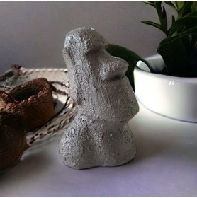 Resim Mes Reves El Yapımı Beton Moai Paskalya Adası Dekoratif Heykel Hediyelik Biblo Ev Tasarım Dekoru 