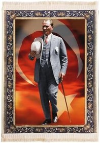 Resim Colorix Carpet Atatürk Resimli Duvar Halısı Saçaklı No: 8 60x80 Cm 