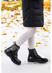 Resim Kiko Kids Termo Taban Kız Çocuk Bot 621 Kırışık Taşlı Siyah 