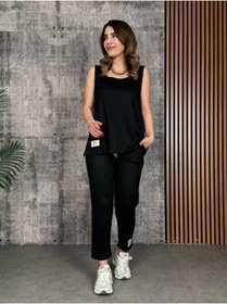Resim Kokosh moda Kadın Askılı Yuvarlak Yaka Viskon Iki Iplik Bluz Ve Eşofman Altı Ikili Takım 