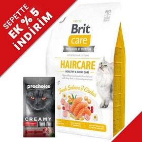 Resim Brit Care Haircare Somon Tavuk Deri Tüy Sağlığı Tahılsız Kedi Maması 2 Kg + Creamy 4x15 Gr Ödül 