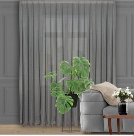 Resim Gri Keten Tül Perde Yüksek Kalite Pilesiz Extraforlu Düz Dikim-gri Gri 