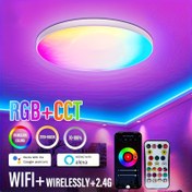 Resim Akıllı LED Yuvarlak Tavan Lambası, RGB Kısılabilir Uygulama Kontrollü Işık, Müzikle Senkronize Renk Değişimi ve Kumanda ile Yatak Odası, Oturma Odası, Oyun Odası, Mutfak, Parti Ev Aydınlatması Dekorasyonu Modern Aydınlatma, Şık Çizgi Dayanıklı İmal Enerji Verimli Lighting App Kontrollü Eve Sahip Olan, İzleyiciler 