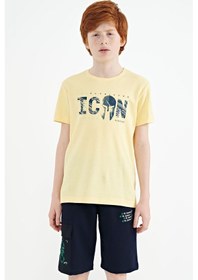 Resim Tommylife Tommy Life Sarı Ön Yazı Nakışlı O Yaka Standart Kalıp Erkek Çocuk T-shirt - 11118 Sarı 