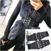 Resim Avrupa ve Amerikan retro moda esnek bel bandı, günlük şık saray elbisesi, kaban, çok yönlü tarz kazandıran trendy bel kemeri 
