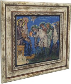 Resim Kapadokya Göreme Tokalı Kilise Freski - Müneccim Kralların Tapınması Baskılı Taş Tablo 25x25 