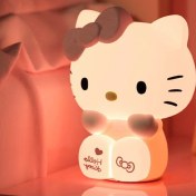 Resim Folinda Kedi Şekilli Silikon Gece Lambası - 15cm, Dokunarak Aç/kapat, Yatak Odası Işığı Pembe 