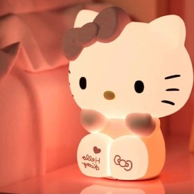 Resim Folinda Kedi Şekilli Silikon Gece Lambası - 15cm, Dokunarak Aç/kapat, Yatak Odası Işığı Pembe 